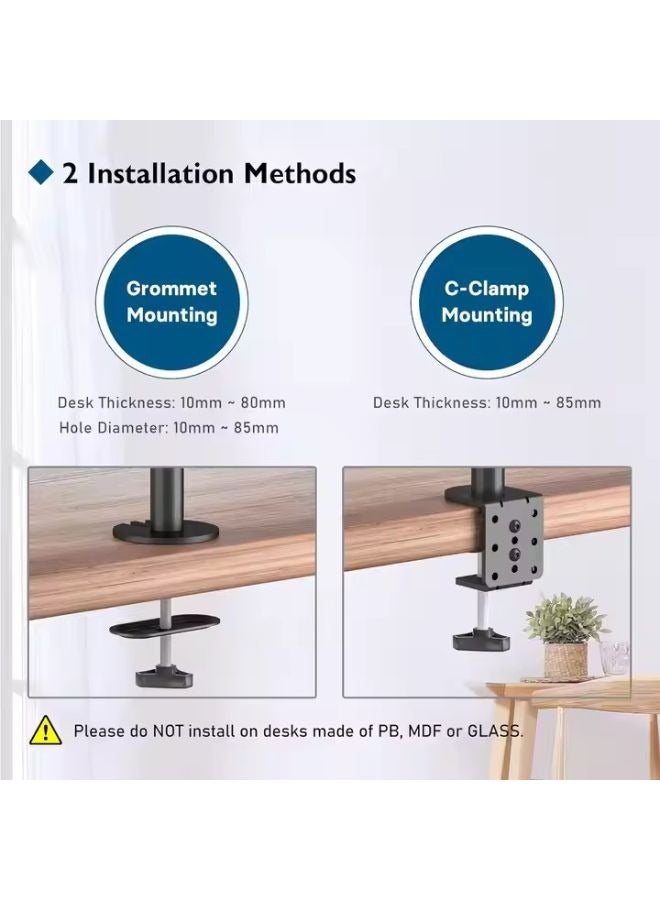 ستارجولد مزدوج رصد ذراع المكتب الكامل لحركة الحركة لشاشات 17-32 بوصة-جناح شاشة قابلة للتعديل بالكامل-VESA 75x75/100x100 متوافق - Image 5