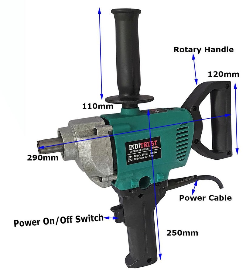 Inditrust م mixer كهربائي متعدد الأغراض 1250 واط مع ضمان 6 أشهر لخلط الطلاء مع قضيب حلزوني 100 لف من النحاس 900 دورة في الدقيقة - Image 5