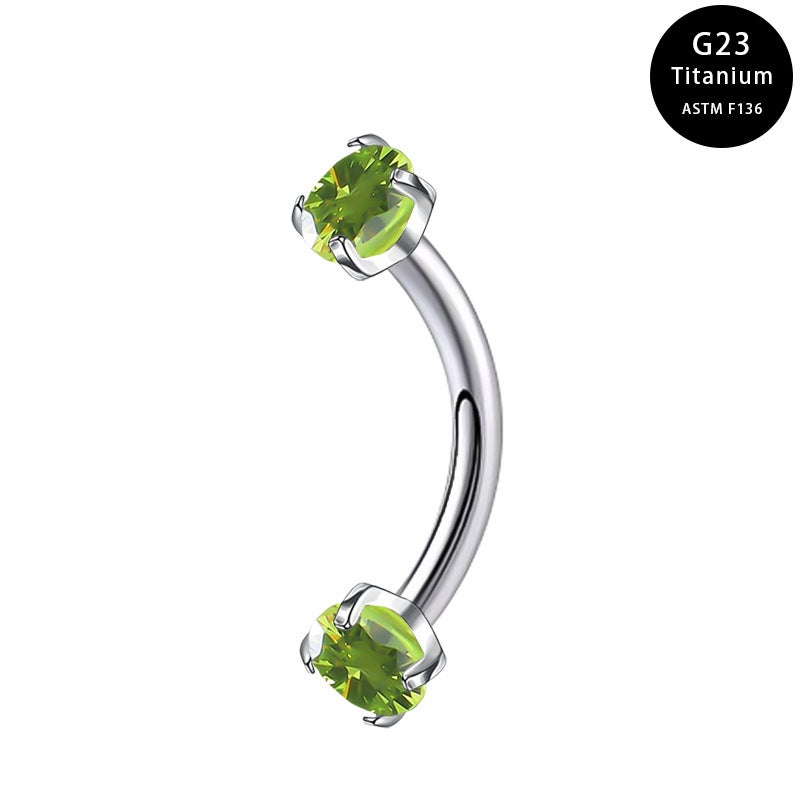 Cross Mirror G23 Titanium Alloy Double Head Zircon Internal Thread Eyebrow Nail Facial Puncture Jewelry Bend Eyebrow Ring Soft - Image 1