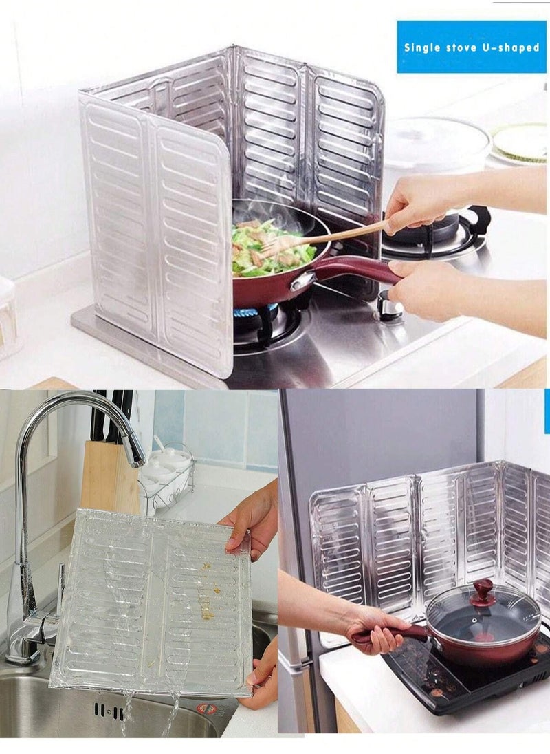Generic 3-Sided Gas Stove Splash Guard, Made of Non-Stick Aluminum, Foldable for Cooking Use, One Piece multicolour  - Image 1