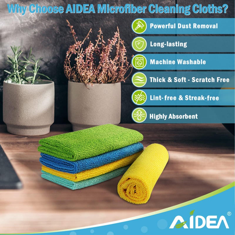AIDEA Microfiber Cleaning Cloth, 10PK, Soft Absorbent Rags, Microfiber Towels for Cars, Kitchen Towels, Dusting Cloth for Home, Window, Cleaning Supplies, 12"Ã—12" - Image 2