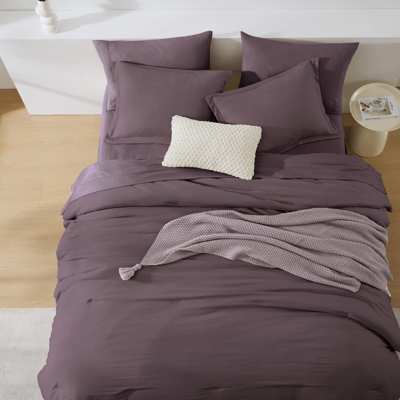 WRENSONGE Queen Comforter Set - 7 Pieces Artic Plum Soft Bed in a Bag Queen with Fitted Sheet, Flat Sheet, 2 Pillow Shams, and 2 Pillowcases- Warm Bedding Sets for All Season - Image 5