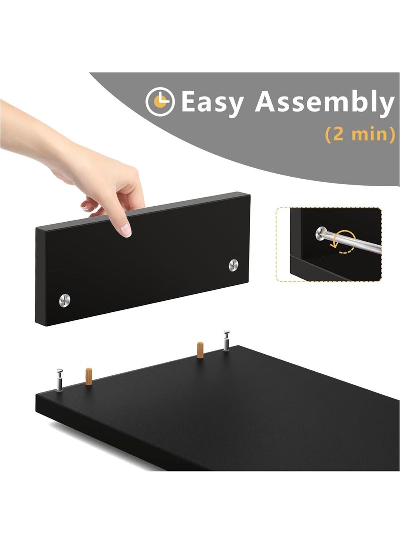 FlashHawk Dual Monitor Stand Riser with 3 Shelves, Adjustable Length & Angle, Extra Long Multifunctional Desk Organizer for 2 Monitors up to 24", Laptop, PC, PS5, Ergonomic Office Desktop Storage Stand - Black  - Image 4