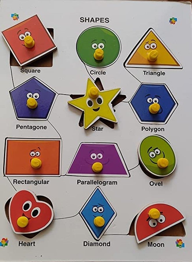 Zyamalox Wooden Colorful Shapes Learning Educational Board for Kids with Knobs, Educational Learning Wooden Board Tray, Size- 30 X 22 cm - Image 3