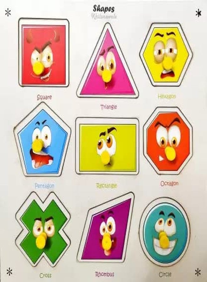 Zyamalox Wooden Colorful Shapes Learning Educational Board for Kids with Knobs, Educational Learning Wooden Board Tray, Size- 30 X 22 cm - Image 2