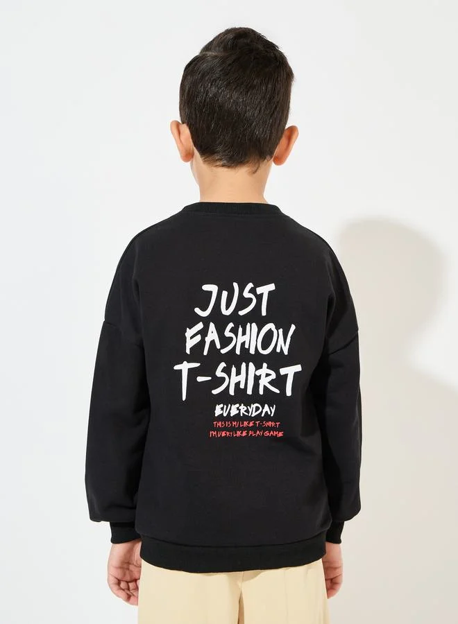 Styli Slogan Print Dropped Shoulder Sweatshirt