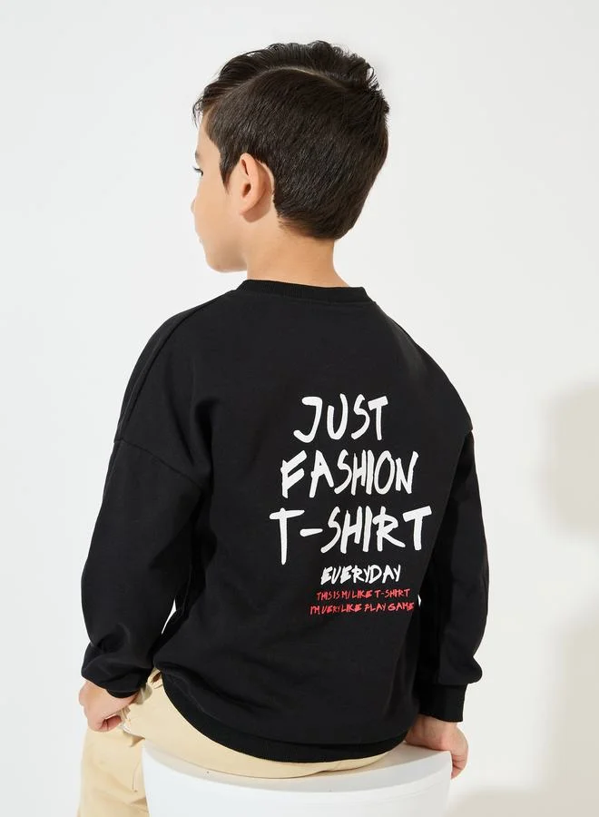 Styli Slogan Print Dropped Shoulder Sweatshirt