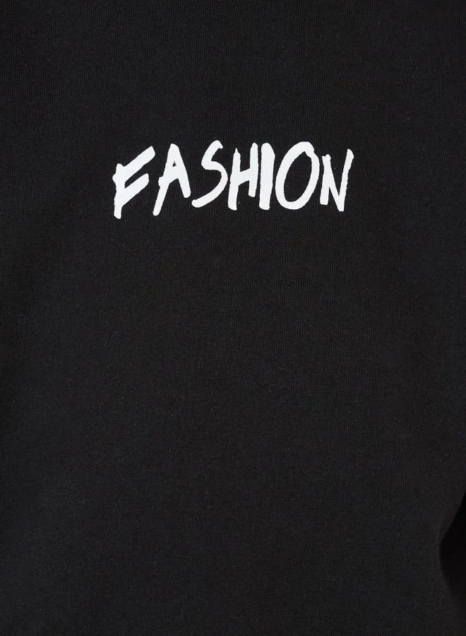 Styli Slogan Print Dropped Shoulder Sweatshirt