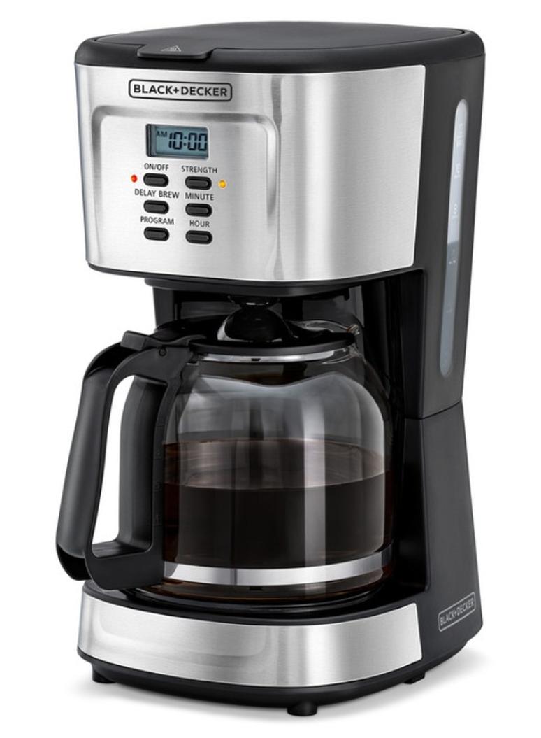 BLACK+DECKER 12-Cup Coffee Maker, Programmable Drip Coffee Machine, 1.5L Glass Carafe, 24-Hour Timer, Keep Warm Function, LCD Display, Auto Shut-Off, Boil Dry Protection, 1.5 L 900 W DCM85-B5 Black/Si