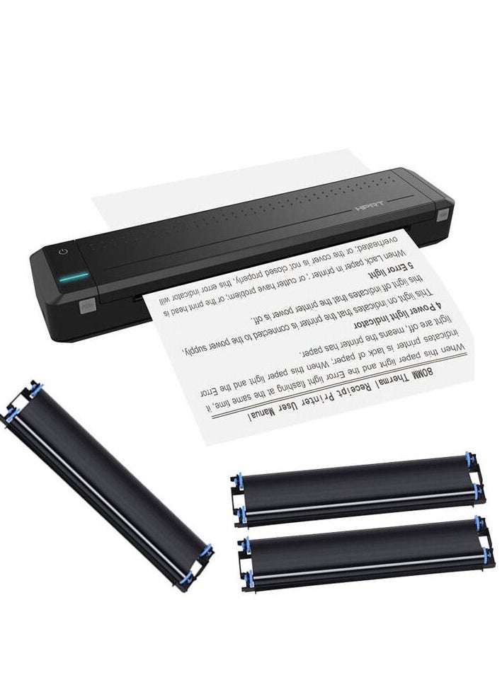 HPRT - HPRT MT800 A4 Portable Thermal Transfer Printer Wireless&USB Connect with Mobile Computer for Office School Car Travel Printer with 1pc Ribbon Roll Compatible - Image 1