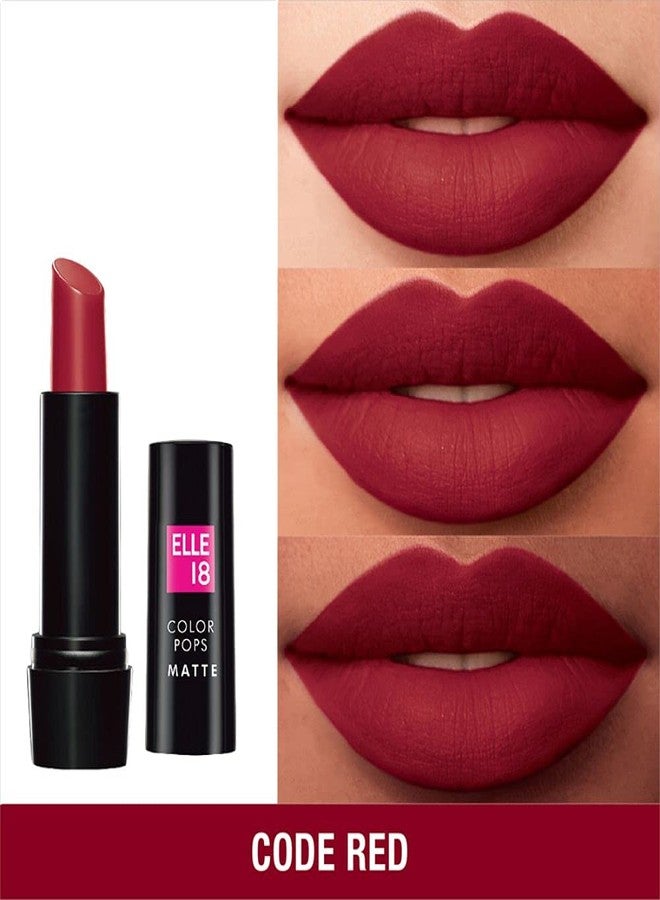 إل 18 أحمر شفاه Elle 18 Color Pop Matte Lip Color، R33، Code Red، 4.3 غرام وأحمر شفاه وردي داكن (مطفي) - Image 2
