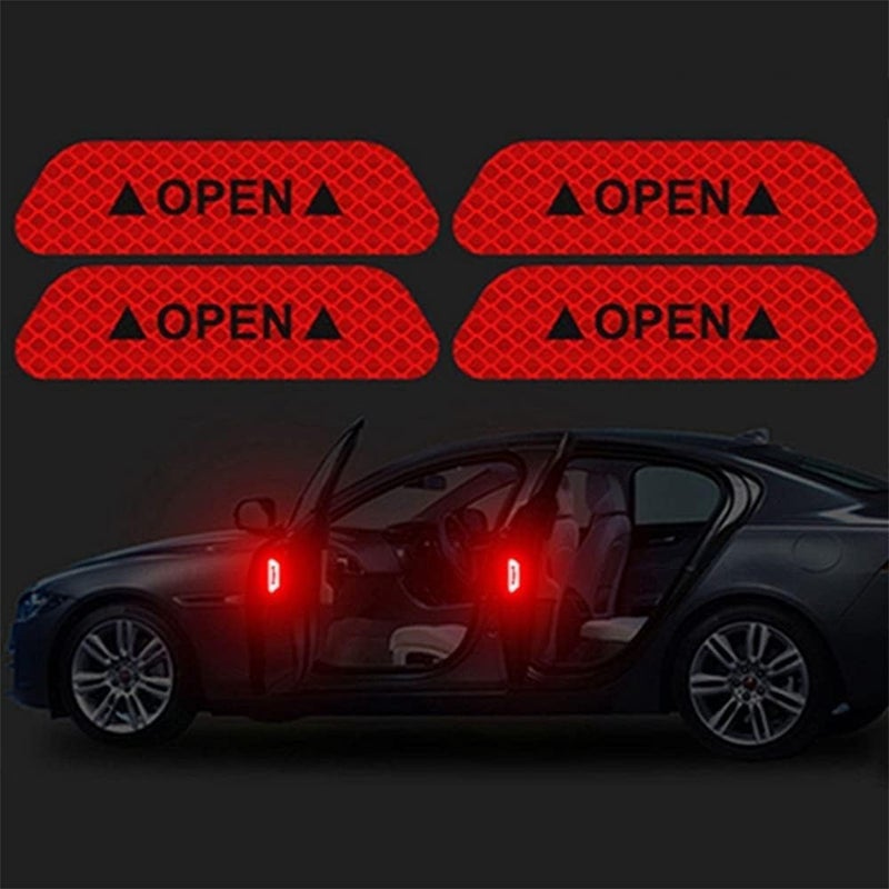 Careflection Car Door Reflective Open Warning Safety Sticker(Red),Plastic,Self-Adhesive,9.5x2.5x0.2cms - Image 5