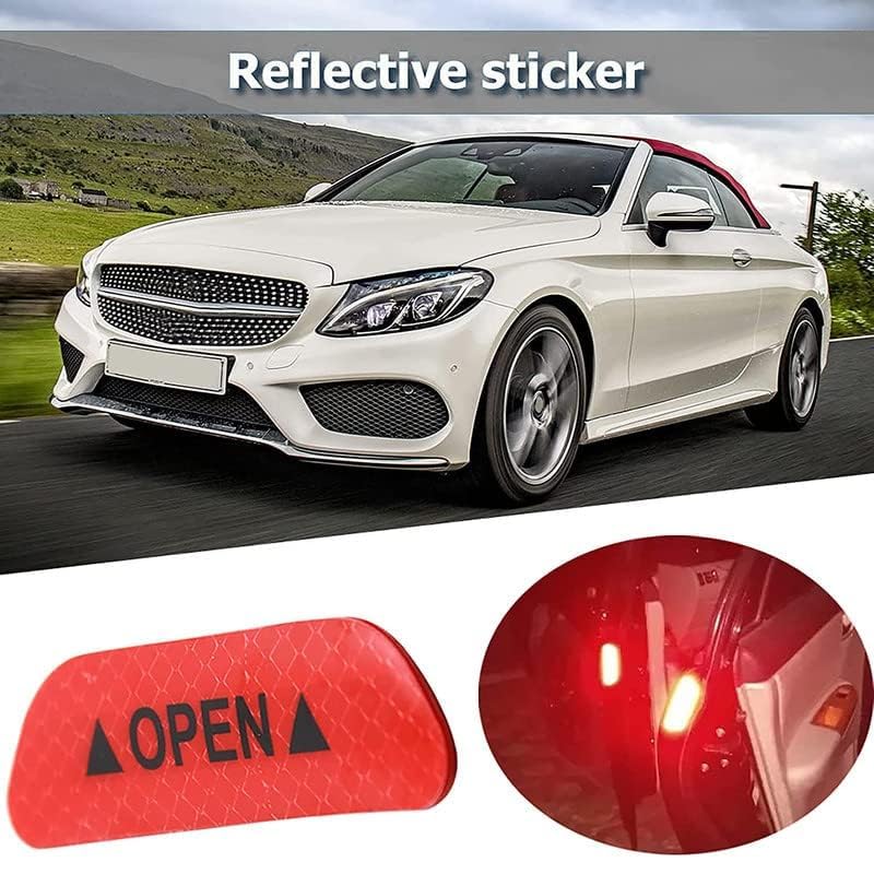 Careflection Car Door Reflective Open Warning Safety Sticker(Red),Plastic,Self-Adhesive,9.5x2.5x0.2cms - Image 3