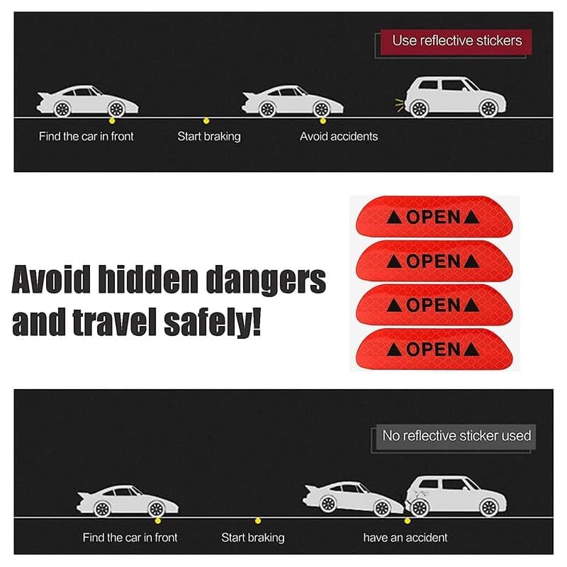 Careflection Car Door Reflective Open Warning Safety Sticker(Red),Plastic,Self-Adhesive,9.5x2.5x0.2cms - Image 4