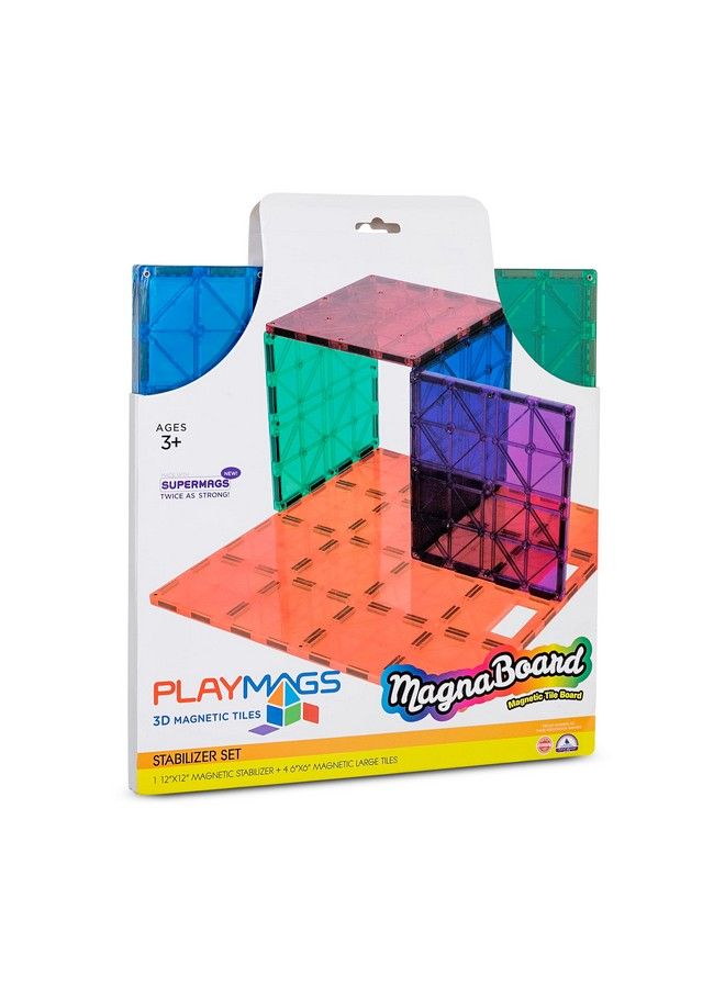 Playmags Super Durable Building Stabilizer Set Great Add On To All Magnet Tiles Sets Works With All Leading Brands 1 12"X12" & 4 6"X6" (Colors May Vary) - Image 4