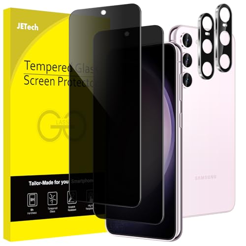 Jetech حامي شاشة الخصوصية JETech لهاتف Samsung Galaxy S23 S23 Plus 5G 66 بوصة مع حامي عدسة الكاميرا من الزجاج المقسى المقاوم للتجسس مع مستشعر بصمة الإصبع متوافق 2 قطعة لكل منها - Image 1