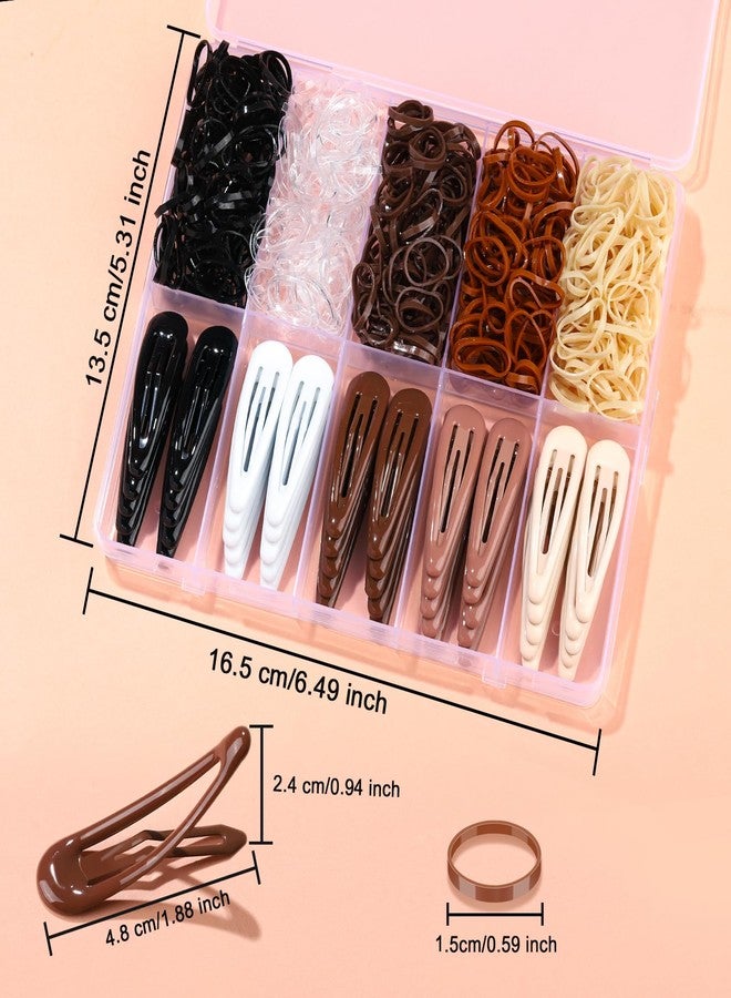 YGDZ 550 Pack Hair Barrettes Kit, 2 Inch Snap Hair Clips For Women 50 PCS, Elastic Rubber Bands for Hair 500 PCS, Metal Hair Clips, Hair Accessories for Women Girls, 5 Colors - Image 2