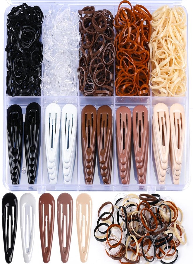 YGDZ 550 Pack Hair Barrettes Kit, 2 Inch Snap Hair Clips For Women 50 PCS, Elastic Rubber Bands for Hair 500 PCS, Metal Hair Clips, Hair Accessories for Women Girls, 5 Colors - Image 1
