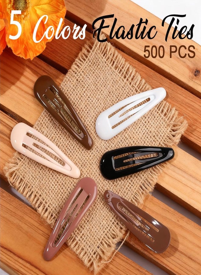 YGDZ 550 Pack Hair Barrettes Kit, 2 Inch Snap Hair Clips For Women 50 PCS, Elastic Rubber Bands for Hair 500 PCS, Metal Hair Clips, Hair Accessories for Women Girls, 5 Colors - Image 3