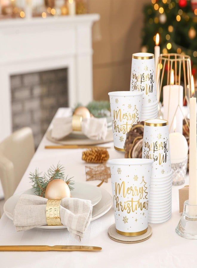 Whaline 50Pcs Gold Foil Christmas Paper Cups 9 oz Disposable Coffee Cups Xmas Holiday Party Cups for Hot Cold Beverage Party Supplies - Image 5