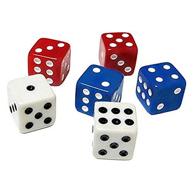 Teacher Created Resources Dice, 5/8", Red, White, Blue, Pack of 18 - Image 2