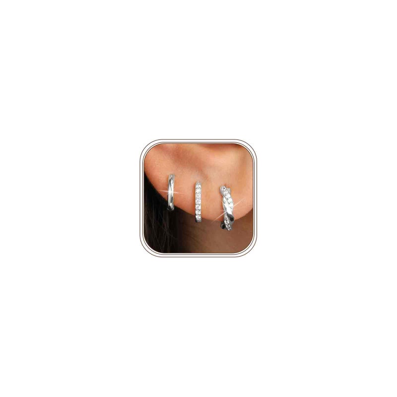 JUNVirtuous 925 Sterling Silver Hoop Earrings for Women Hypoallergenic Silver Small Huggie Hoop Earrings for Women Stack Sets for Multiple Piercing Trendy Jewelry aretes de plata 925 para mujer/10mm - Image 1