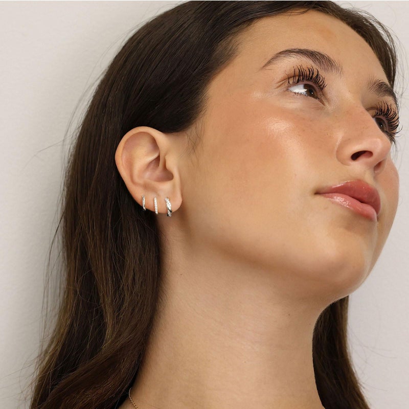 JUNVirtuous 925 Sterling Silver Hoop Earrings for Women Hypoallergenic Silver Small Huggie Hoop Earrings for Women Stack Sets for Multiple Piercing Trendy Jewelry aretes de plata 925 para mujer/10mm - Image 2