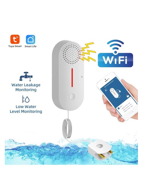 UanTii Smart Water Leak Sensor with Sound Alarm Tuya WiFi  Water Overflow Level Detector Wireless Flood Leakage Sensor Remote Monitor  through Smart Life App
