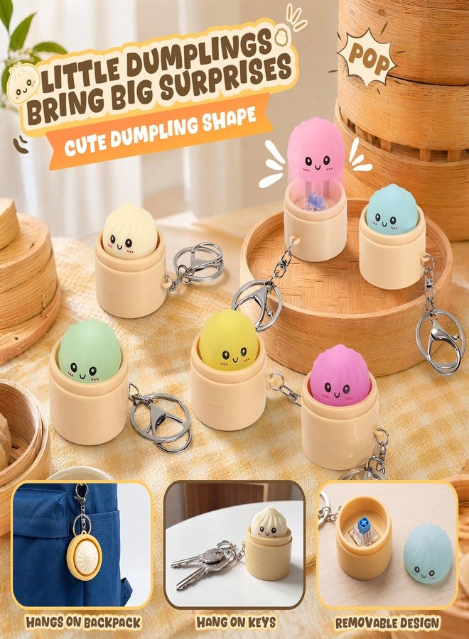 Aodomis 8 PCS Glowing Metallic Keychain, Mini Emoji Bun Keychains Stress Relief Fidget Toys Clicker Keychain, Desk Gift for Adults - Image 4
