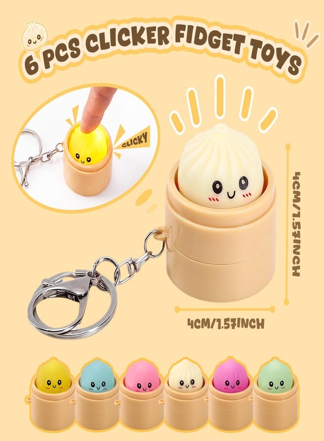Aodomis 8 PCS Glowing Metallic Keychain, Mini Emoji Bun Keychains Stress Relief Fidget Toys Clicker Keychain, Desk Gift for Adults - Image 3