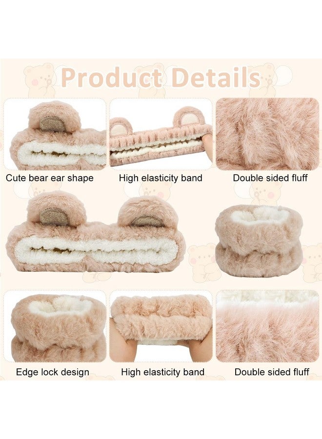 ماي كرييت ® عصابة رأس للعناية بالبشرة للنساء ورباط معصم لغسل الوجه، مجموعة من 3 قطع، عصابة شعر لطيفة لمكياج الوجه وأربطة معصم منشفة، عصابة رأس سبا على شكل آذان دب لغسل الوجه للنساء والفتيات - Image 3