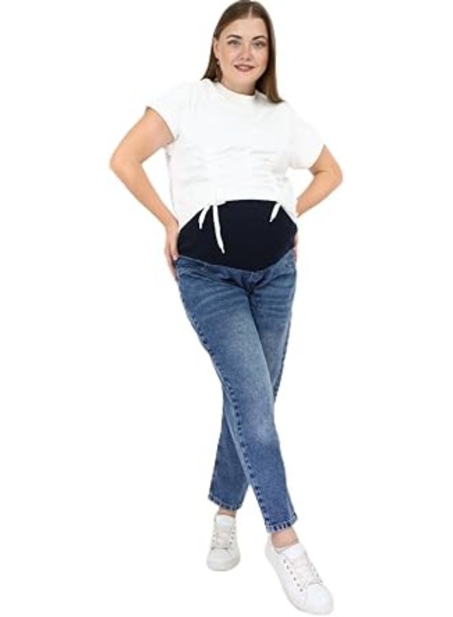 توباي بنطال بوي فريند للحوامل –  قصة واسعة مريحة، بطن مرن، تصميم عصري عملي يناسب جميع مراحل الحمل - Image 4