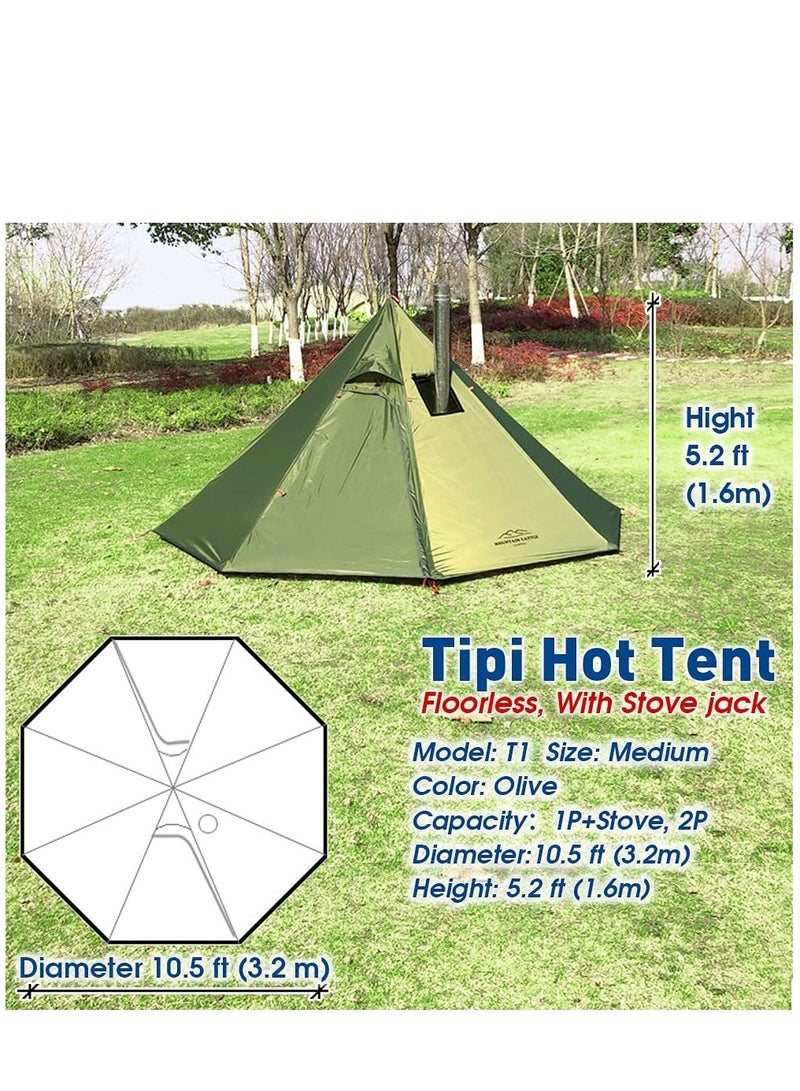 Arabest 3 Person Lightweight Tipi Hot Tent with Fire Retardant Flue Pipes Window Tents for Family Team Outdoor Backpacking Camping Hiking - Image 3