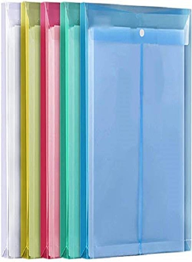 Peeplvalue 10 Pack A4/Legal Top Opening Document File Bag, Colored Envelope Holder Storage Case, Snap Button Organizer, My Clear Plastic Container (Pack of 10) (Mix Colors) - Image 1