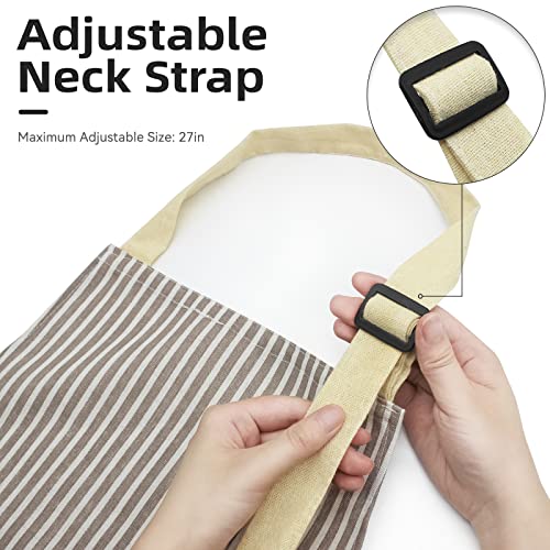 NLUS 2 Pack Kitchen Cooking Aprons, Adjustable Bib Waterproof Chef Apron with 2 Pockets for Men Women(Grey Stripe/Black Plaid) - Image 5