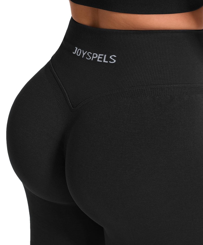 JOYSPELS Workout Leggings for Women Booty Lifting Leggings Gym Scrunch High Waist Non See Through Tummy Control No Front Seam Pants Black S - Image 4