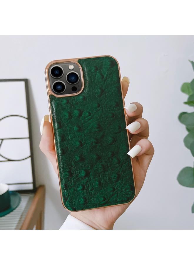 زبون جراب لهاتف iPhone 13 Pro مصنوع من جلد طبيعي بنمط جلد النعام مع جراب نانو - Image 2