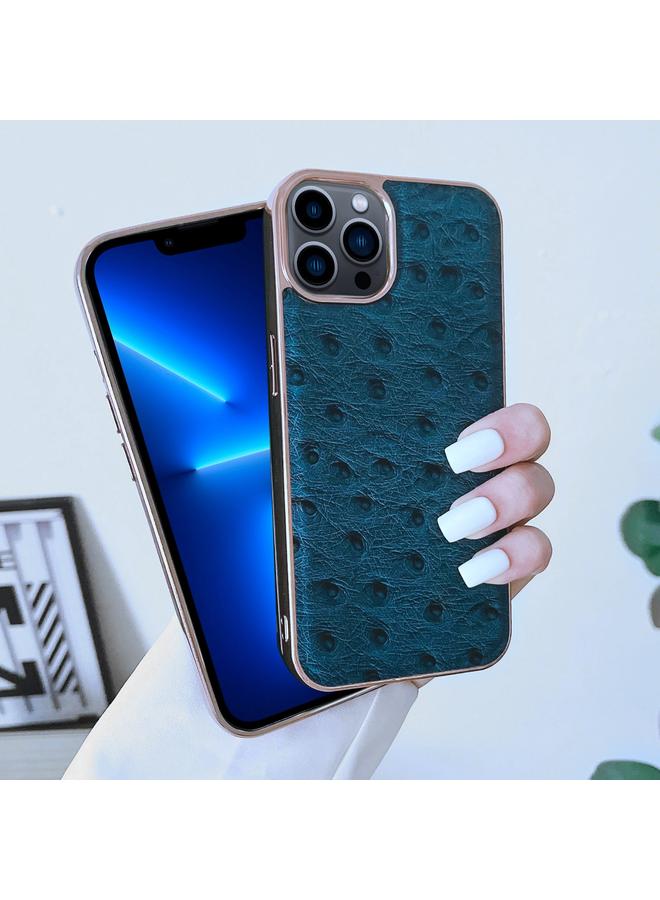 زبون جراب لهاتف iPhone 13 Pro مصنوع من جلد طبيعي بنمط جلد النعام مع جراب نانو - Image 4