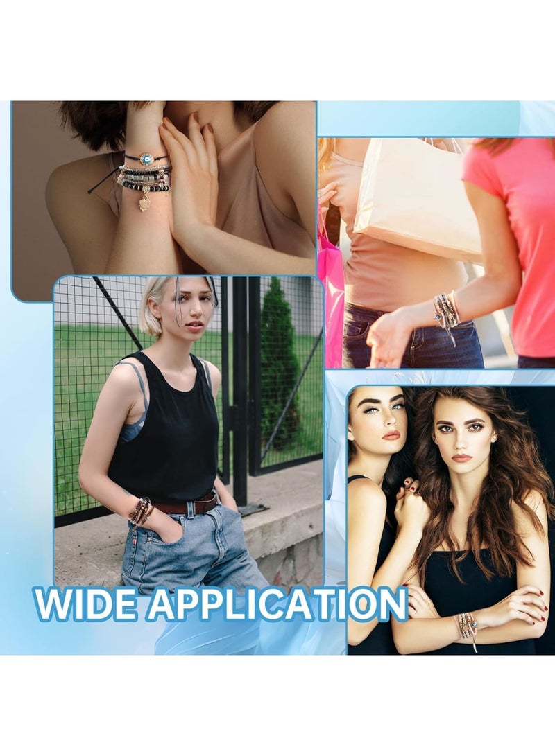 SOLARAE أساور نسائية، 12 قطعة أساور عصرية، أساور صداقة، أساور موضة خرز عين الشيطان، أساور بوهو متعددة الطبقات من خرز الأرز، هدية مناسبة للفتيات والنساء - Image 4