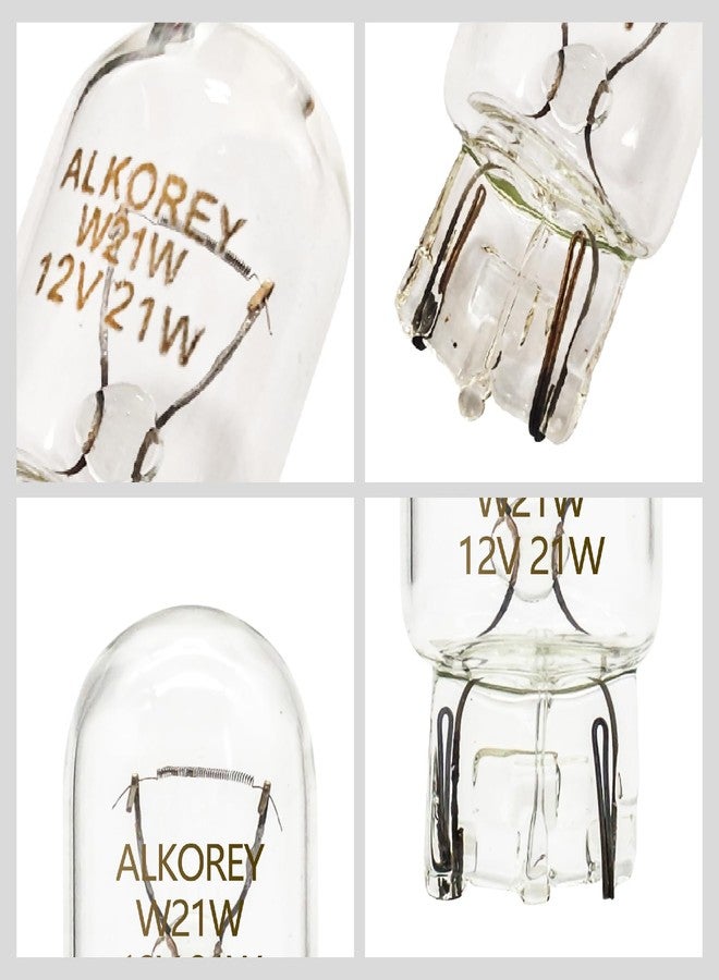 مصباح ALKOREY-T20 W21W 7440، أبيض دافئ 2700 كلفن، 12 فولت، 21 واط، بديل لمصباح الرجوع للخلف، مصابيح الفرامل الخلفية، مصابيح السيارة الصغيرة، مثالي للوقوف، عبوة من قطعتين - Image 5