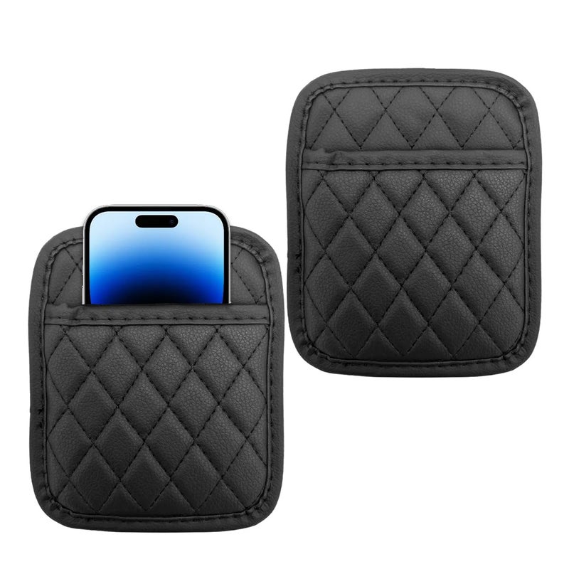 Gasedin 2 PCS Car Side Pocket Organizer Leather Adhesive Auto Side Seat Back Storage Pocket Waterproof Phone Document Sunglasses Holder Vehicle Gap Filler Pouch Car Accessories Small - Image 3