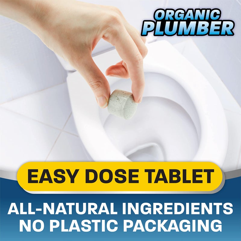 Organic Plumber منظف خزان الصرف الصحي العضوي، بكتيريا x إنزيم طبيعي أقراص قابلة للغسل، تخلص من نفايات الصرف الصحي وتنظيف نظام الحقل، 1 سنة من الأقراص - Image 2