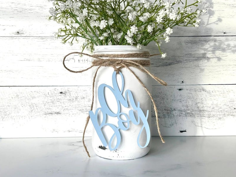 QPARTYFIRE 1PCS Oh Boy Script Baby Shower Tags | Boy Baby Shower Boy Baby Shower | Boy Baby Shower Decor | Boy Baby Shower Centerpiece Decoration - Image 1