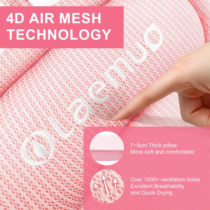 Olaemuo Bath Pillows for Tub, Bath Pillow Luxury Bathtub Pillow, Comfy Bath Tub Pillow for Bathtub for Head and Neck with Non-Slip Suction Cups for Tub, Relaxing Bath Accessories Spa Gifts-Pink - Image 3