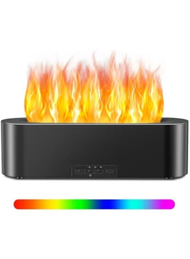 سكافا مرطب هواء بشعلة | موزع هواء بشعلة | مرطب هواء مكتبي بإضاءة ليلية RGB بمنفذ USB | موزع زيوت عطرية عطرية للمنزل والمكتب وغرفة النوم (إيقاف تلقائي - 150 مل) (أسود) - Image 1