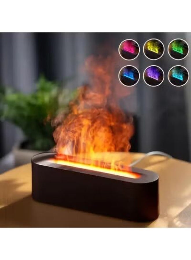سكافا مرطب هواء بشعلة | موزع هواء بشعلة | مرطب هواء مكتبي بإضاءة ليلية RGB بمنفذ USB | موزع زيوت عطرية عطرية للمنزل والمكتب وغرفة النوم (إيقاف تلقائي - 150 مل) (أسود) - Image 5