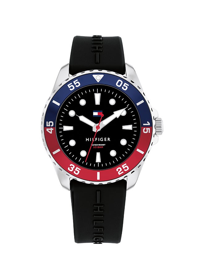 TOMMY HILFIGER ROUND ANALOG YOUTH'S BLACK CASE WATCH - 1720046