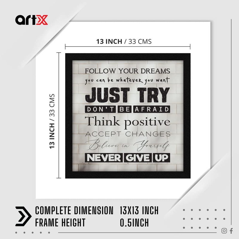 ArtX إطار فني لاقتباسات تحفيزية من ArtX لجدران غرفة المعيشة - متعدد الألوان 13 × 13 بوصة مجموعة من 1 فقط جربه - Image 2