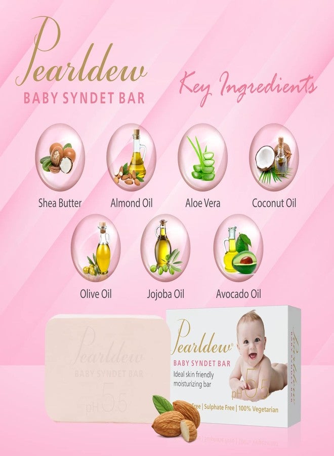 Pearldew Baby Syndet Bar 75 gm | Aloe Vera, Almond Oil, Olive Oil, Vitamin E, Coconut Oil, Shea Butter, Jojoba Oil, Avocado Oil & Tea Tree Oil, pH 5.5, Paraben Free (75 gm - Pack Of 1) - Image 4