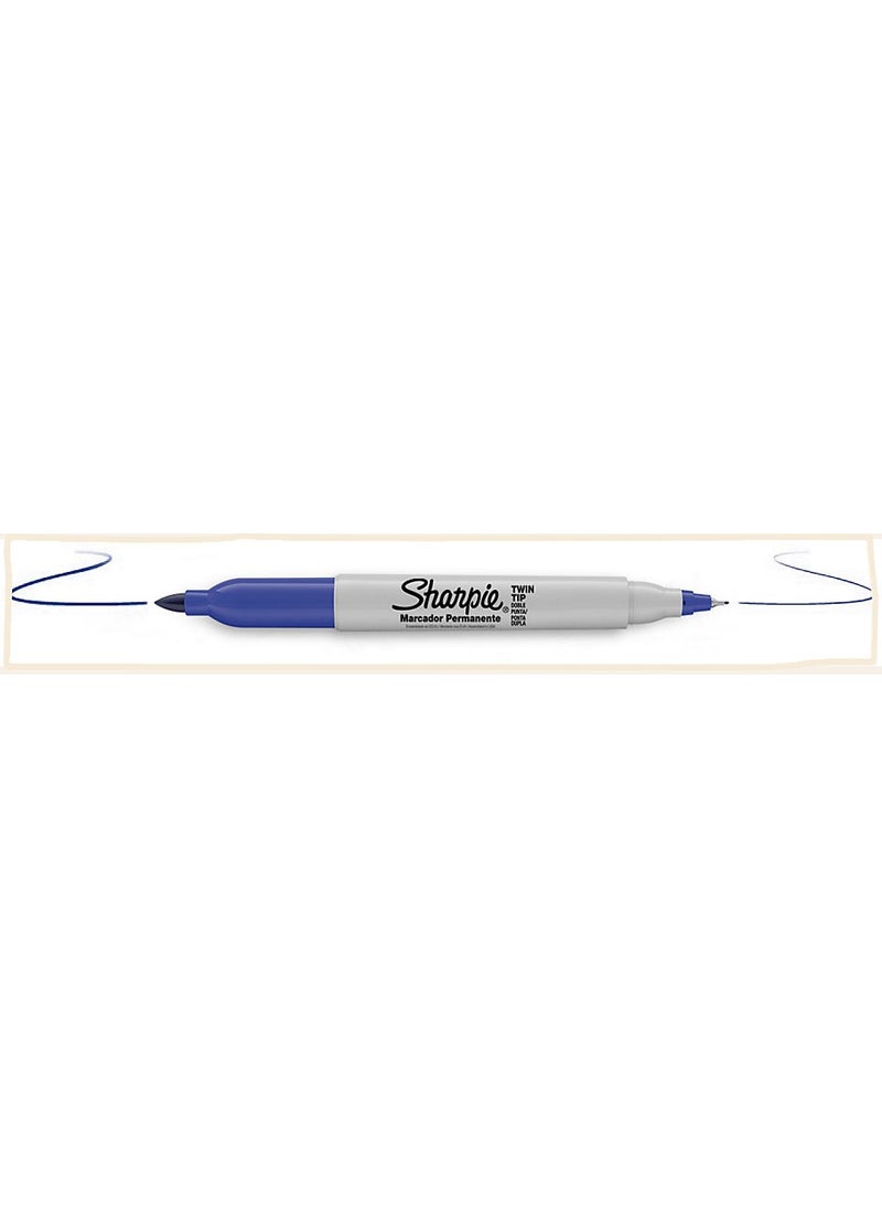 Sharpie Twin Double Tip Permanent Marker Blue 